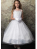 White Scalloped Lace Tulle Amazing Flower Girl Dress White Scalloped Lace Tulle Amazing Flower Girl Dress